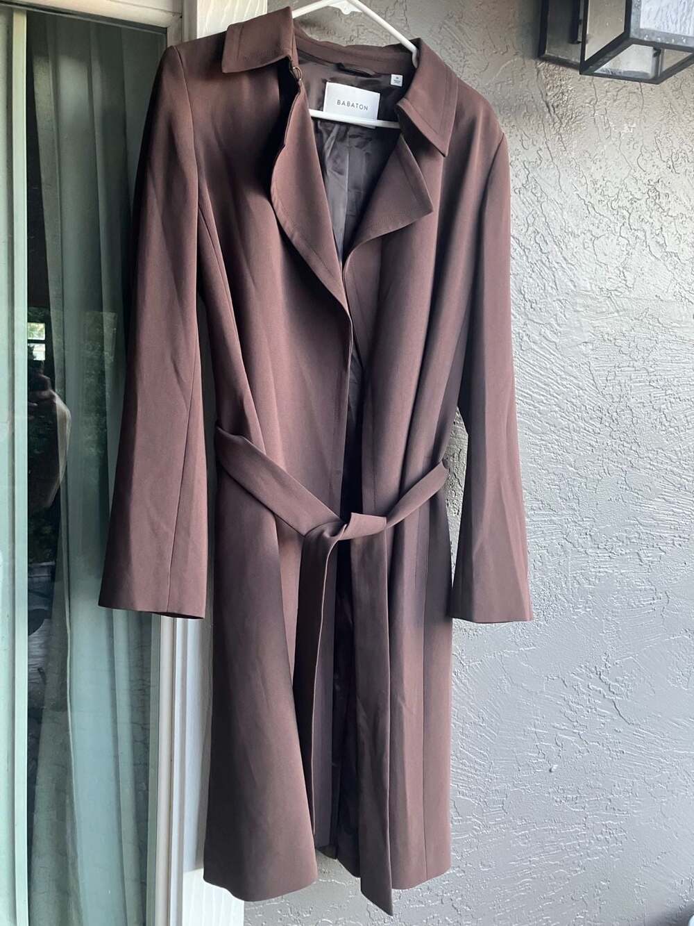 Babaton The Splendor Trench Coat in Crepette - Dark Brown